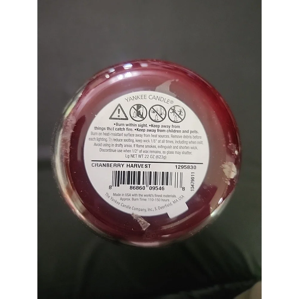 New‎ Rare Retired Yankee Candle Cranberry Harvest Country Kitchen 22 oz 1 Wick